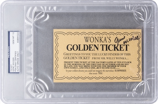 Gene Wilder Autographed Willy Wonka Golden Ticket (PSA/DNA GEM MT 10)